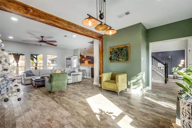 a living room with furniture