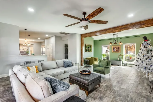 a living room with furniture