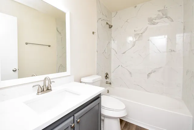 a view of small space with wooden floor