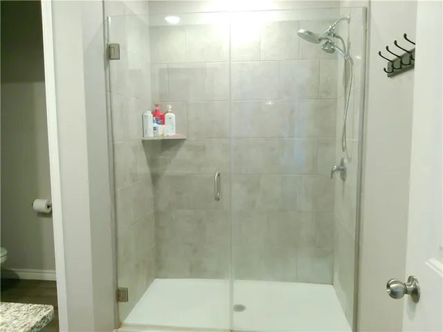a bathroom with a shower