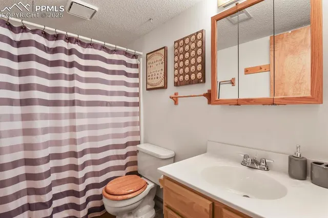 a bathroom with a sink toilet and mirror