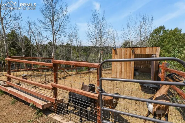 a view of a balcony with mountain view