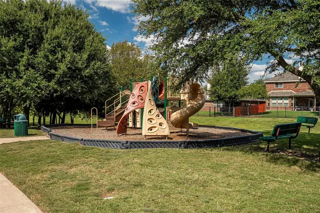 a view of a lake with a yard