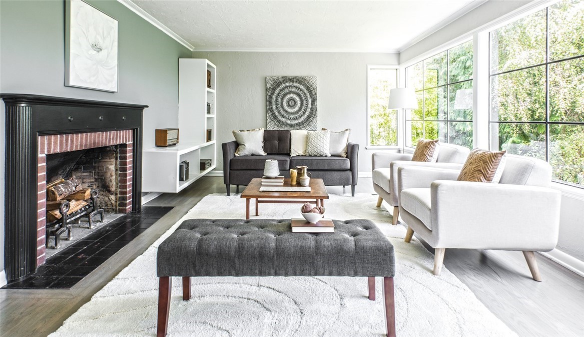 1668 East Boston Terrace Seattle, WA 98112 - Photo 5 of 24 a living room with furniture and a fireplace