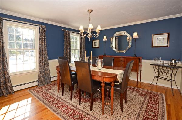 16 Nicholas Road Hopkinton, MA 01748 - Photo 5 of 28 a view of a dining room with furniture a chandelier and wooden floor