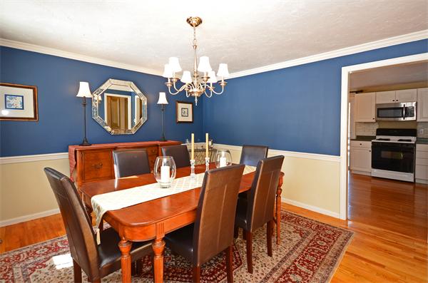 16 Nicholas Road Hopkinton, MA 01748 - Photo 6 of 28 a dining room with furniture a chandelier and wooden floor