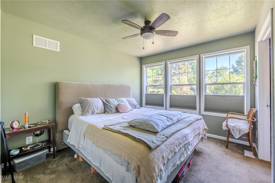 4959 Anderson Road Cleveland, OH 44124 - Photo 35 of 43 Carpeted bedroom with a textured ceiling and a ceiling fan