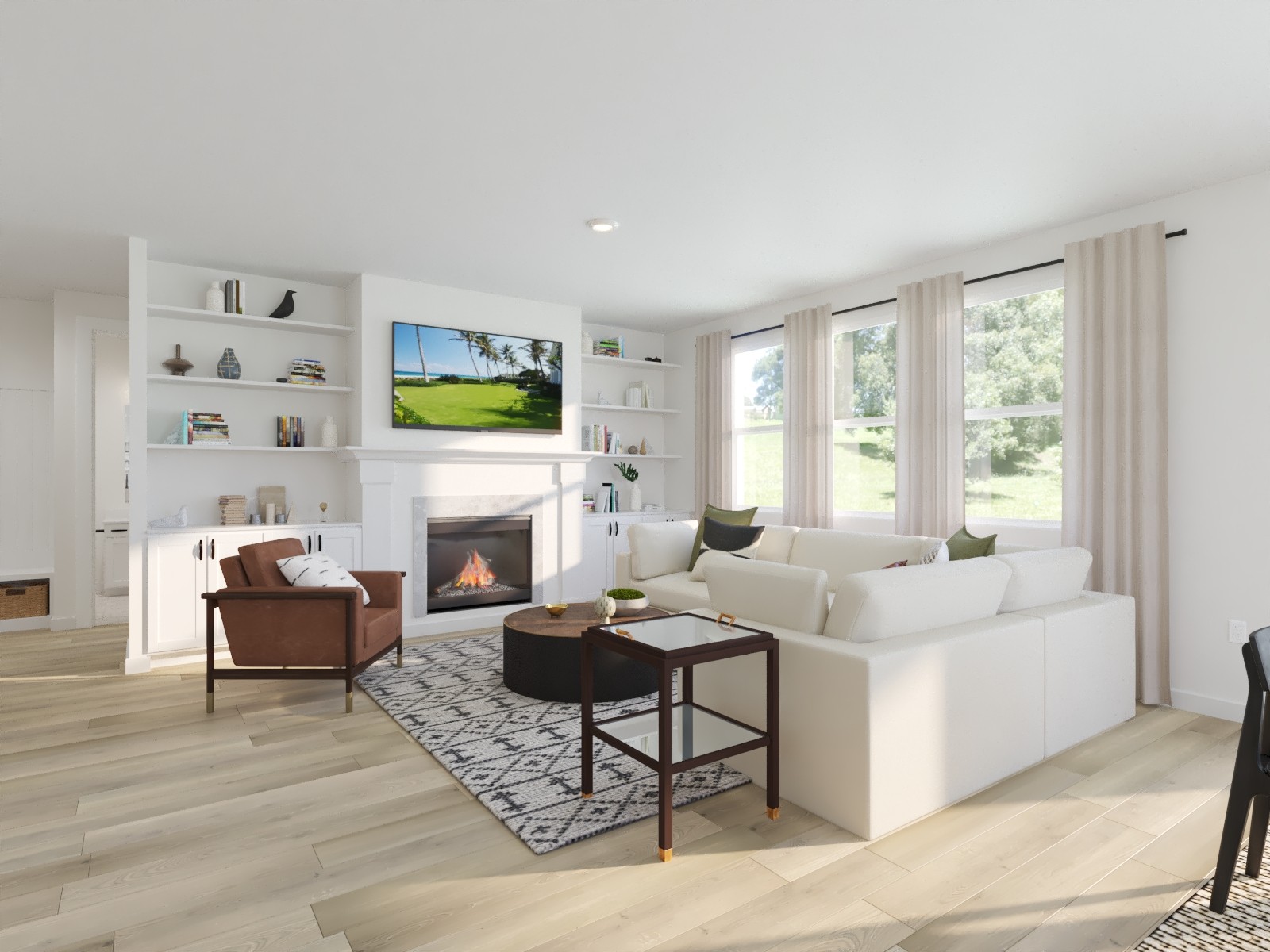 2022 Riley Pk Drive Franklin, TN 37064 - Photo 7 of 11 a living room with furniture a fireplace a flat screen tv and a large window