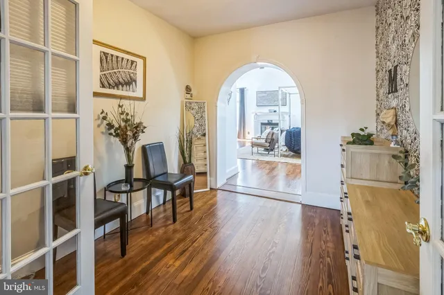 a view of a living room and dining room
