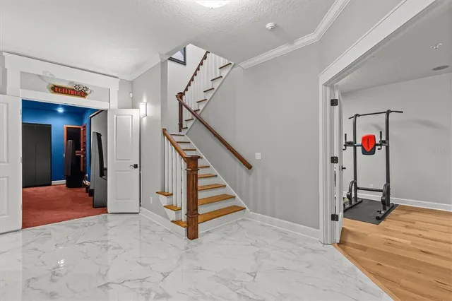 a view of a swimming pool with outdoor seating