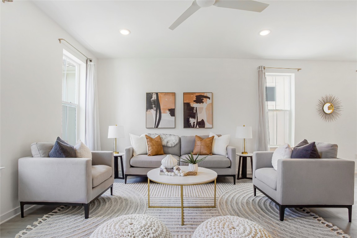 a living room with furniture and a couch