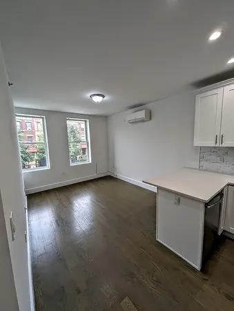 an empty room with windows