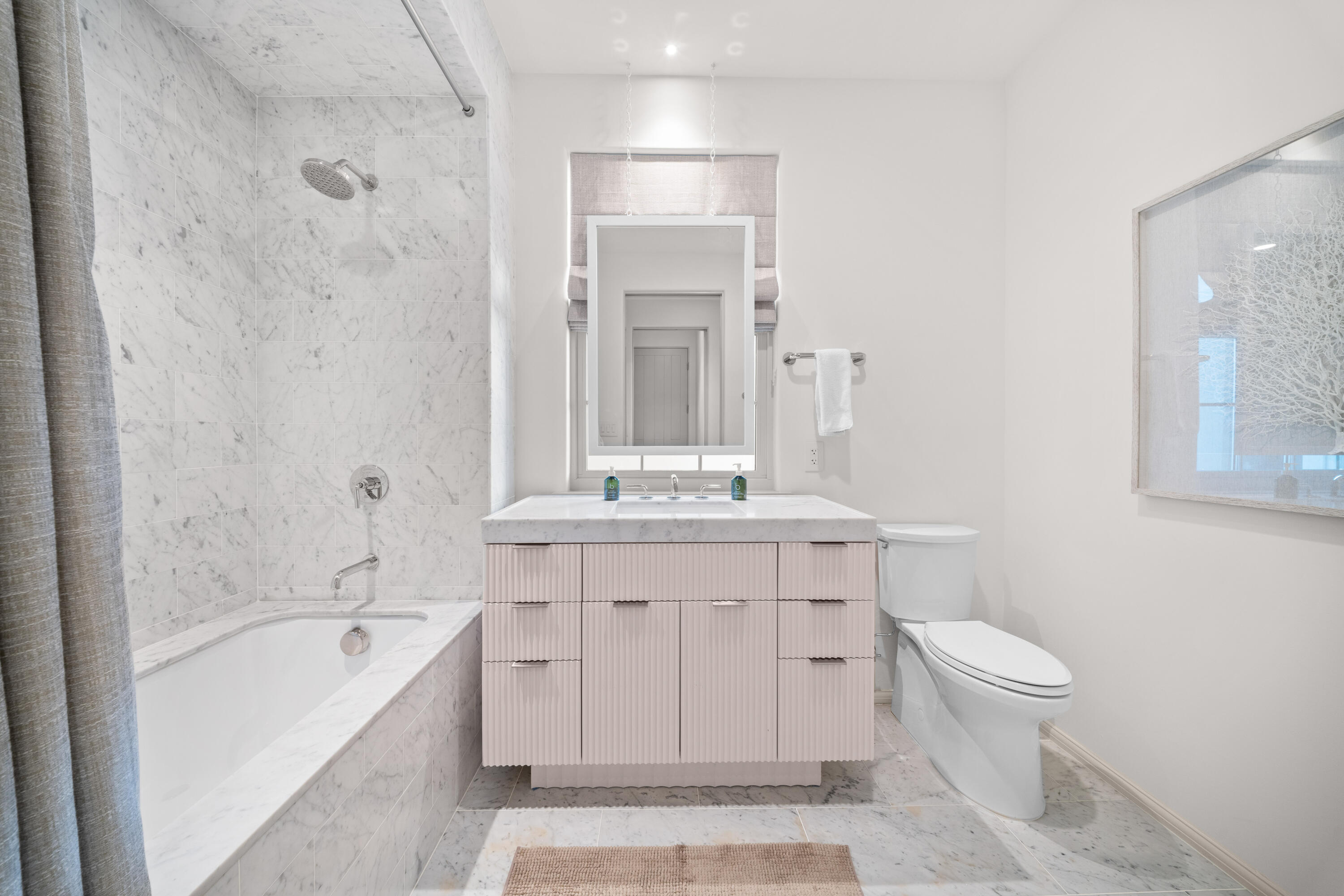 45 West Solaire Way Inlet Beach, Unit 107 Inlet Beach, FL 32461 - Photo 14 of 47 a bathroom with a granite countertop sink a toilet and a bathtub
