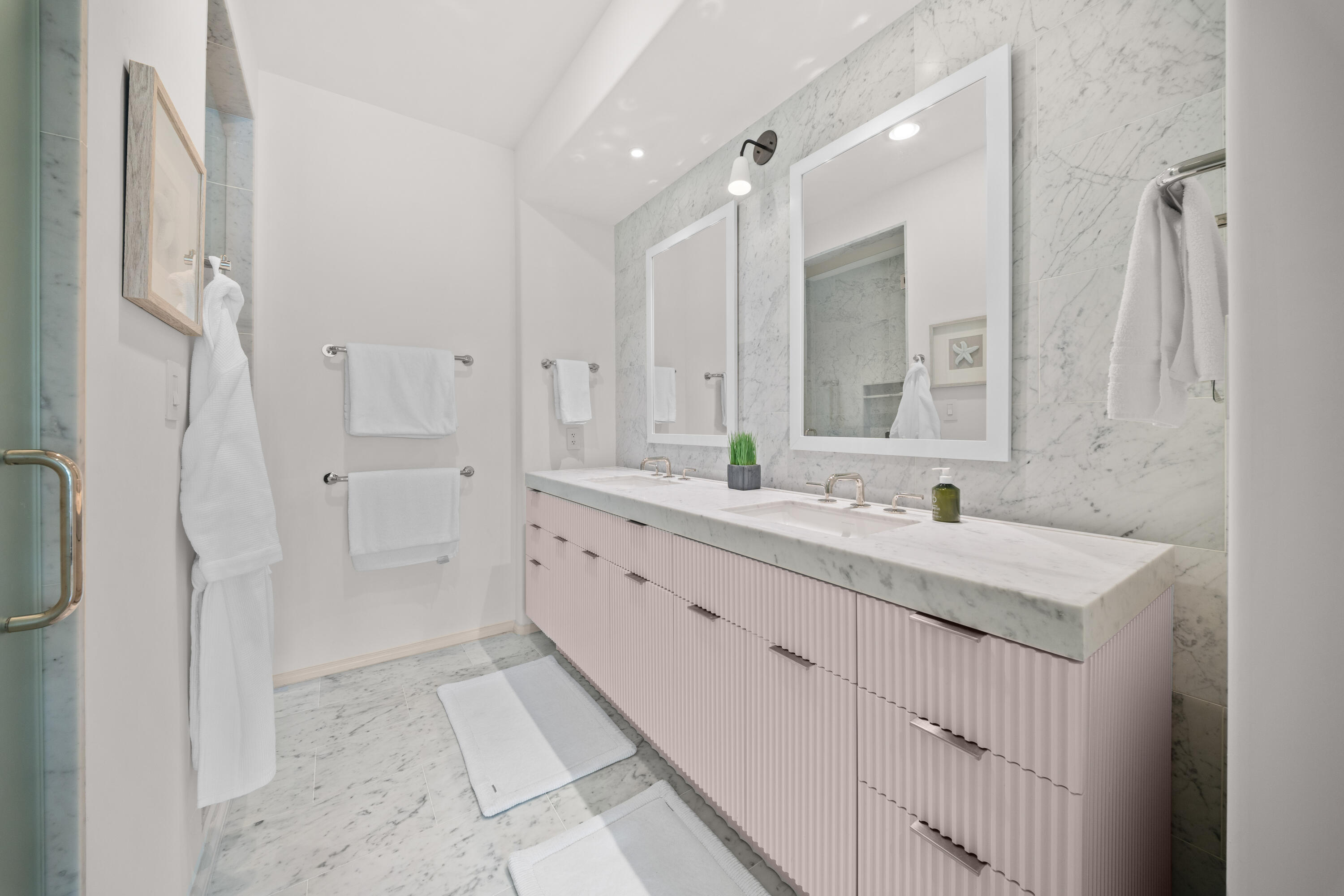 45 West Solaire Way Inlet Beach, Unit 107 Inlet Beach, FL 32461 - Photo 10 of 47 a bathroom with a granite countertop sink mirror and double