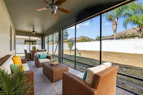 a outdoor living space with furniture