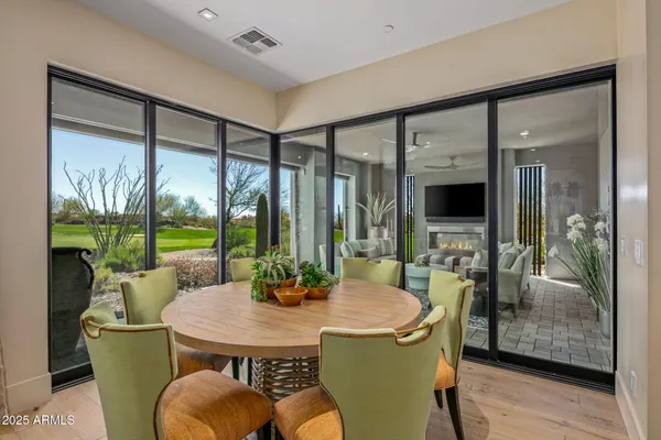 a kitchen with a refrigerator and a microwave