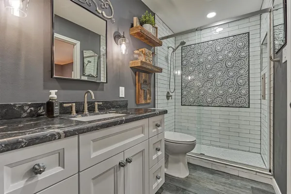 an aerial view of a house