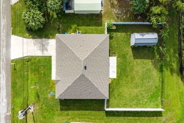 an aerial view of a house