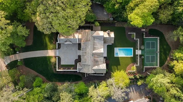 an aerial view of a house