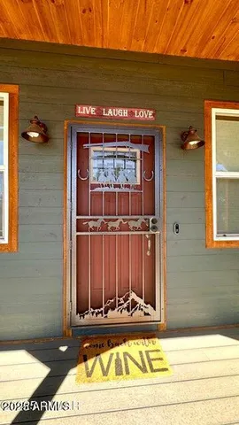 a view of a door of the house