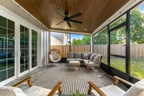 a view of a patio on the deck