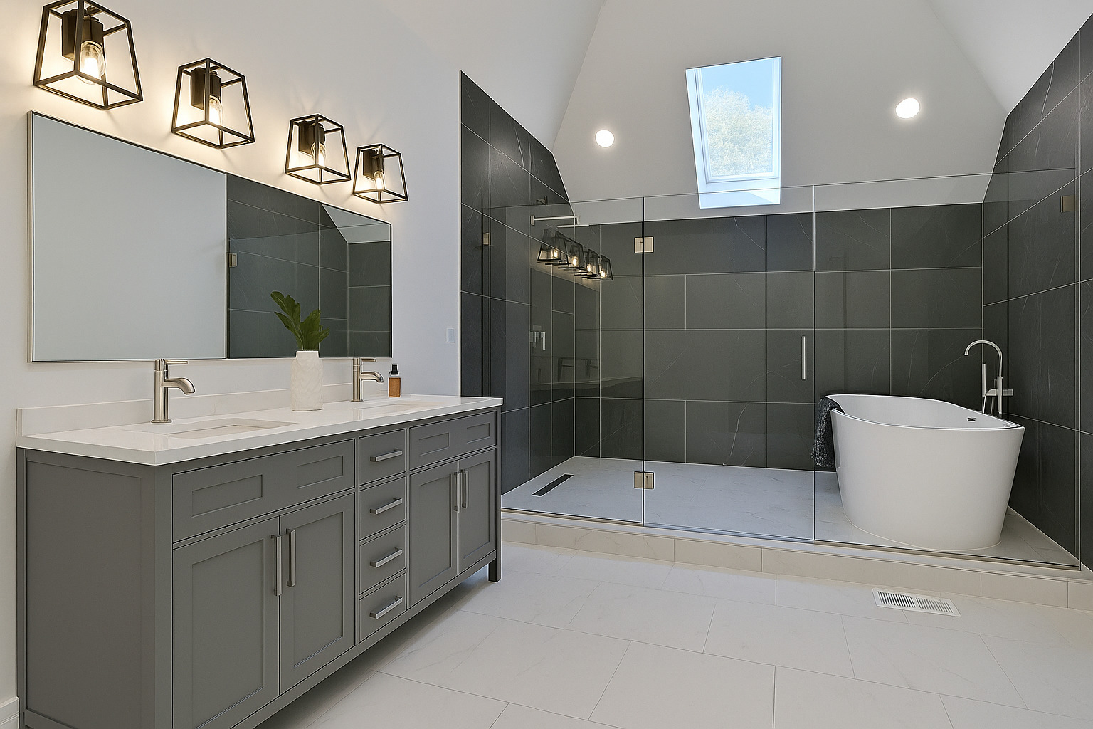 13 Woodgate Drive Burr Ridge, IL 60527 - Photo 36 of 46 a bathroom with a bathtub sink a shower and mirror