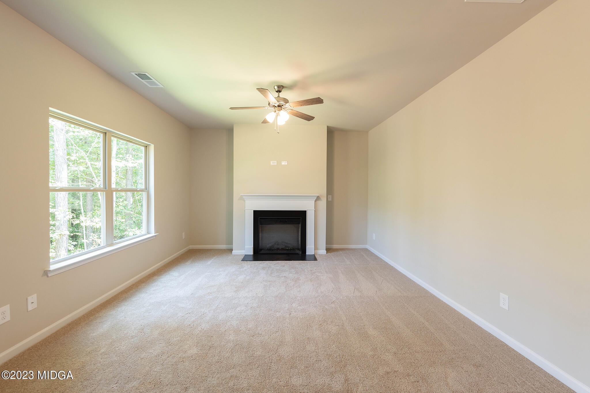 155 Cherokee Rose Drive Jackson, GA 30233 - Photo 14 of 32 an empty room with windows and a fireplace