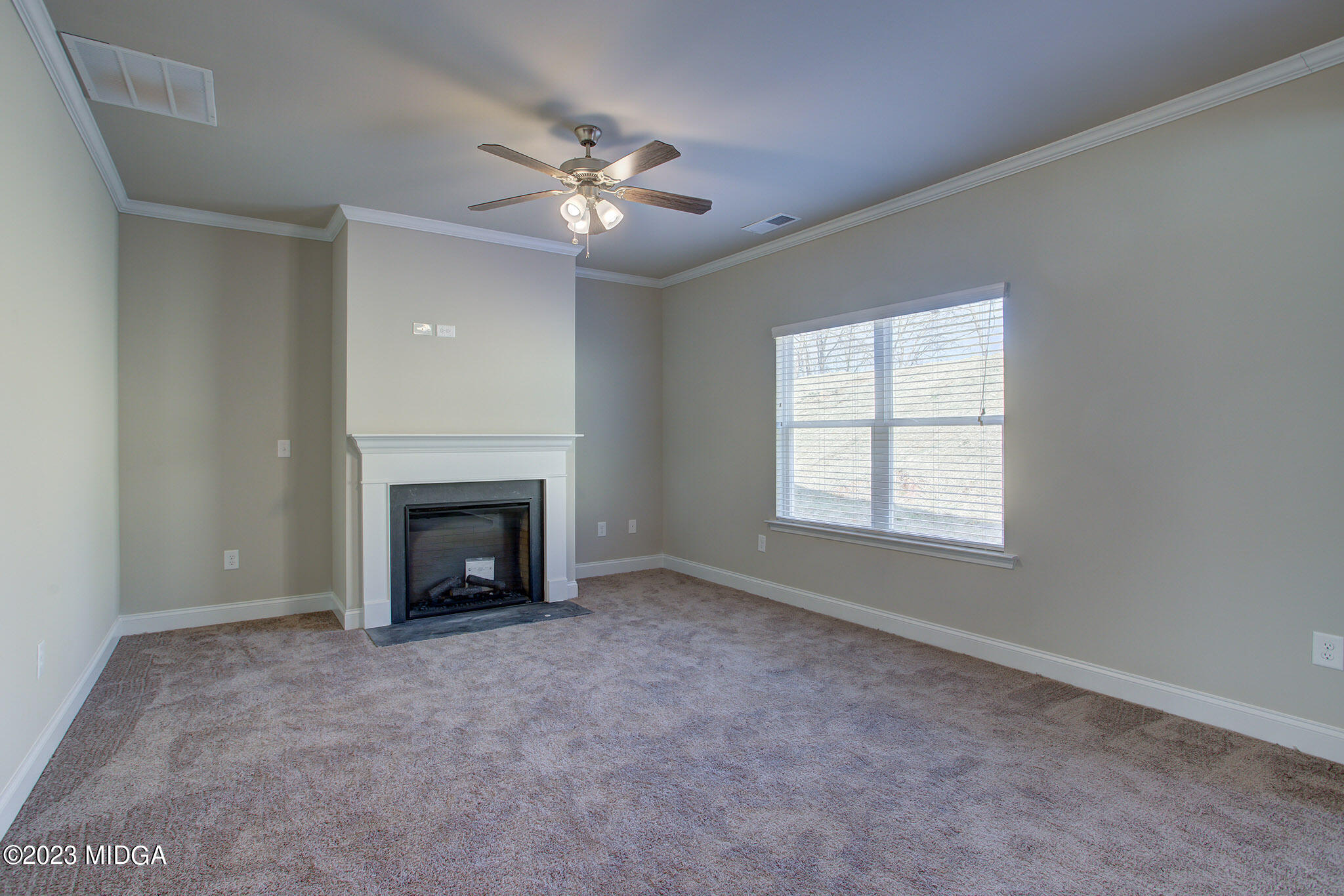 155 Cherokee Rose Drive Jackson, GA 30233 - Photo 8 of 32 an empty room with windows and fireplace