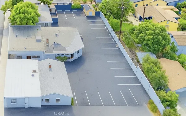 an aerial view of a house with entryway