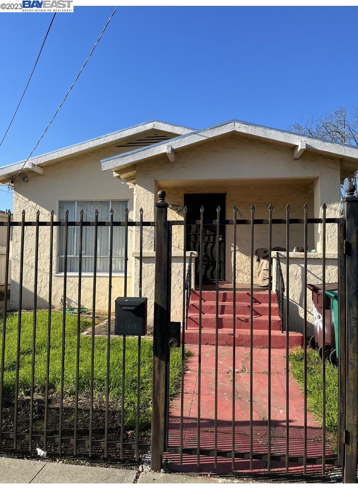 a view of a wrought iron fences