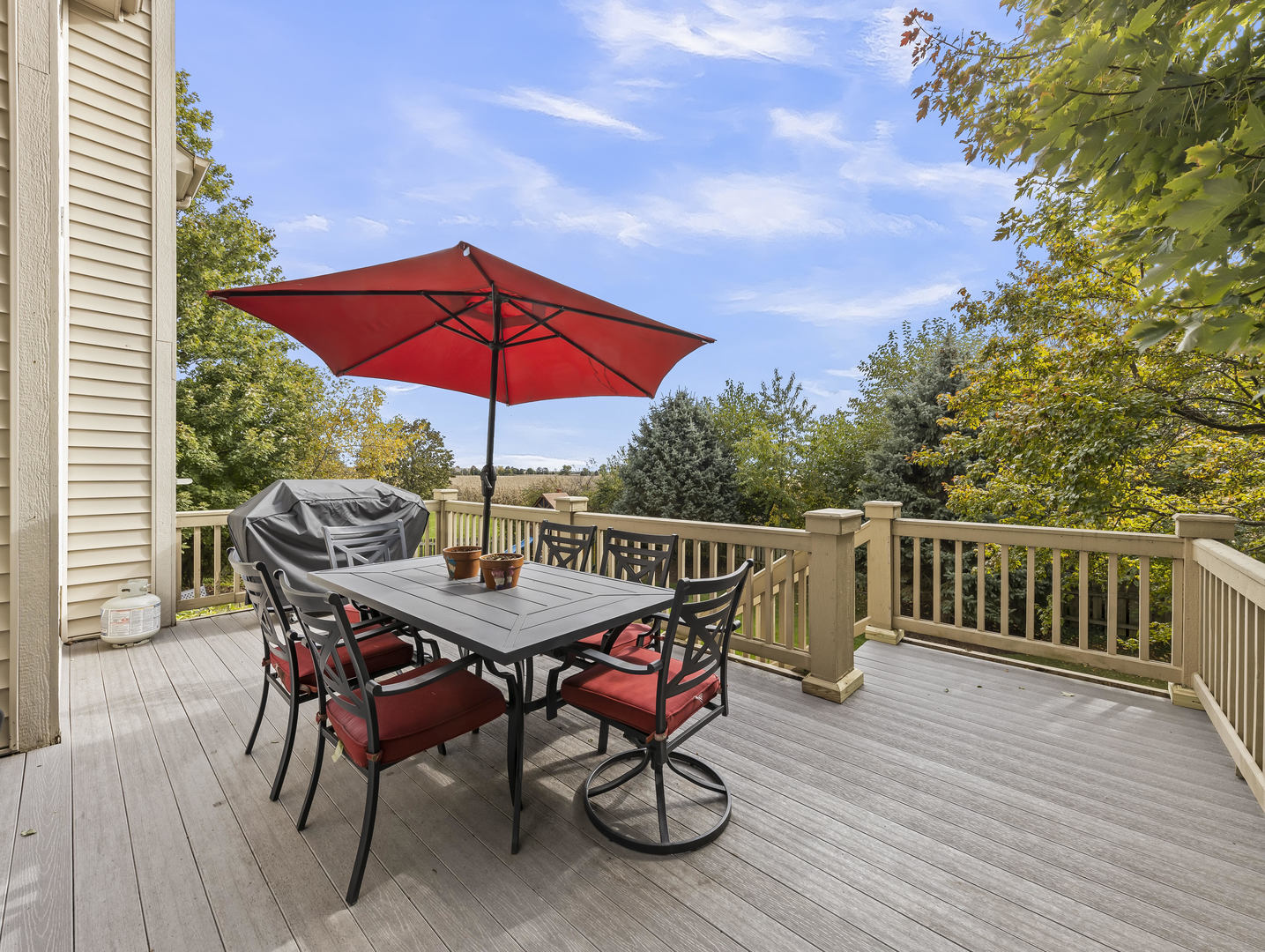 26305 Mapleview Drive Plainfield, IL 60585 - Photo 39 of 40 a view of deck with furniture and barbeque oven with wooden floor