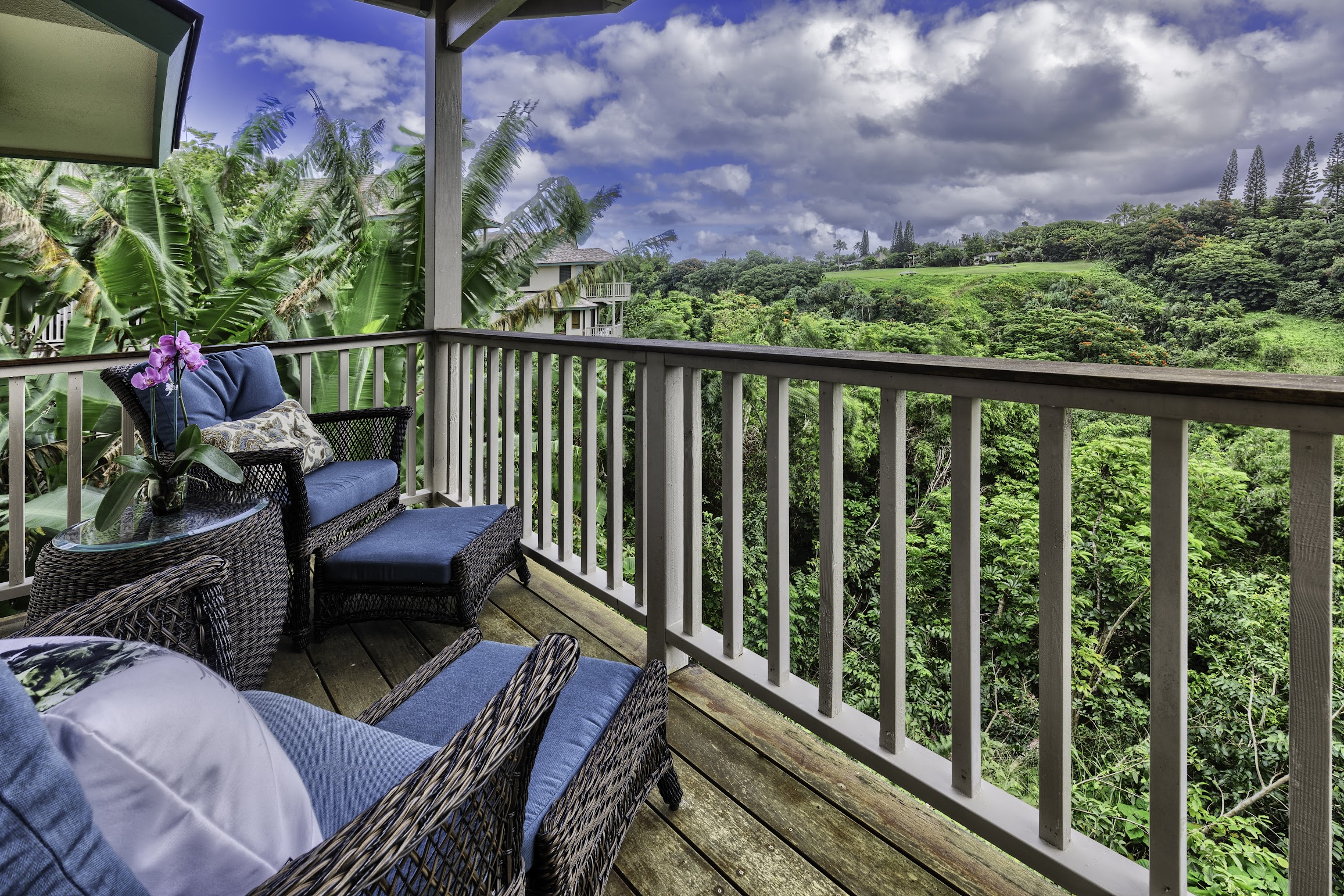 5451 Ka Haku Road, Unit 8 Princeville, HI 96722 - Photo 12 of 14 a view of a balcony with outdoor seating