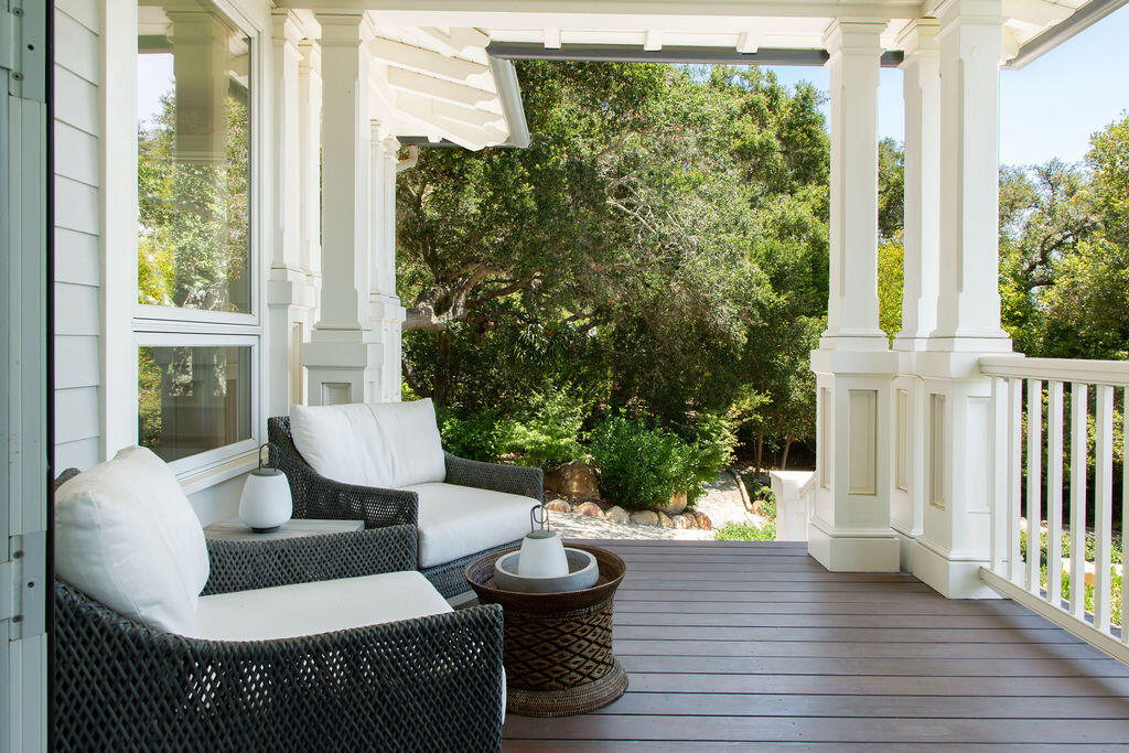857 Picacho Lane Santa Barbara, CA 93108 - Photo 16 of 46 a view of a porch with furniture and wooden floor