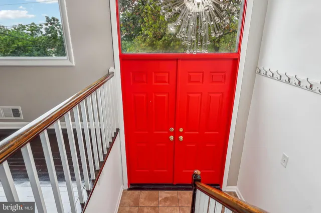 a view of a red door