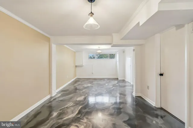 a view of a livingroom with a chandelier