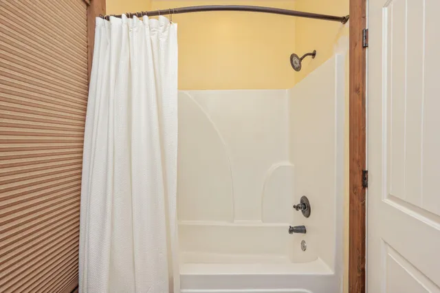 a bathroom with a bathtub