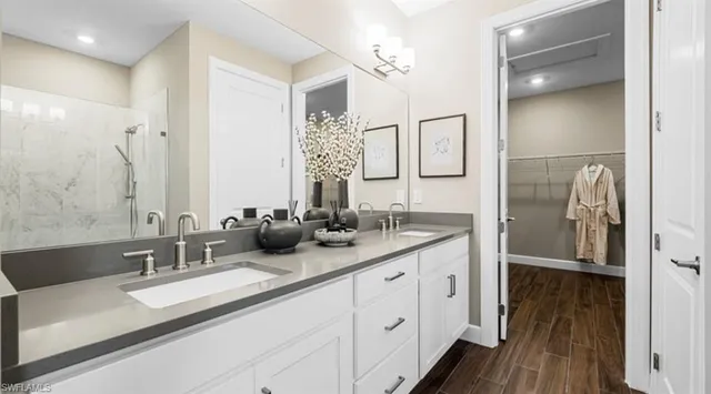 an outdoor view with a swimming pool