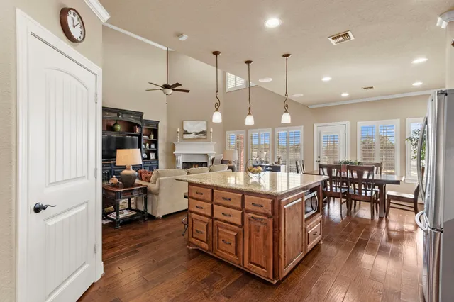 a kitchen with lots of counter top space