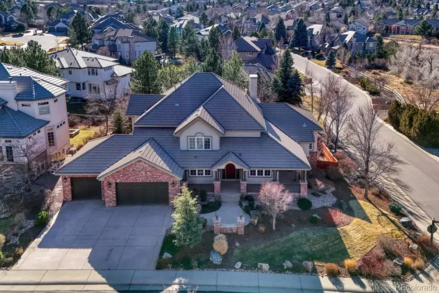 an aerial view of a house