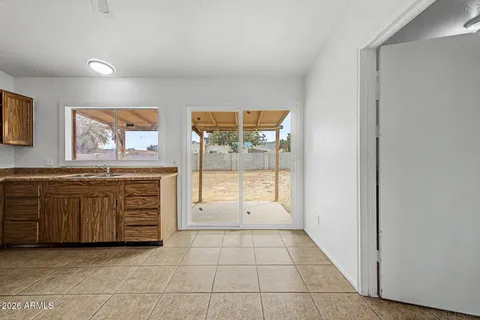 a view of a kitchen with window