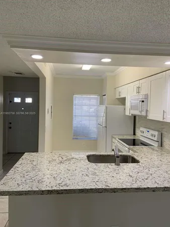 a view of a kitchen counter