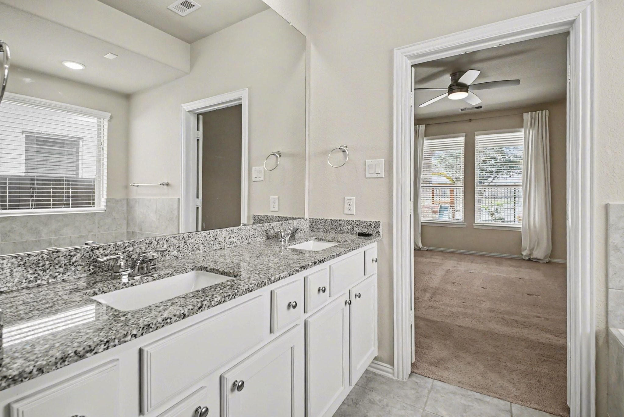 10602 Wagner Street Rosharon, TX 77583 - Photo 25 of 35 a bathroom with a granite countertop sink and a mirror