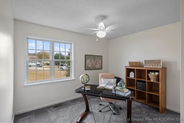 a room with a workspace