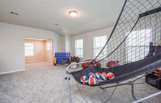 a living room with furniture