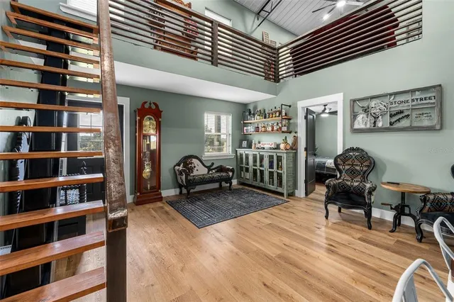 a workspace with furniture