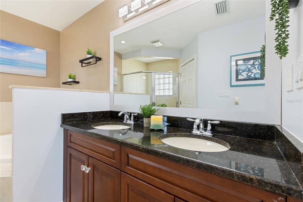 141 175th Avenue East Redington Shores, FL 33708 - Photo 27 of 51 a bathroom with a granite countertop sink and a mirror