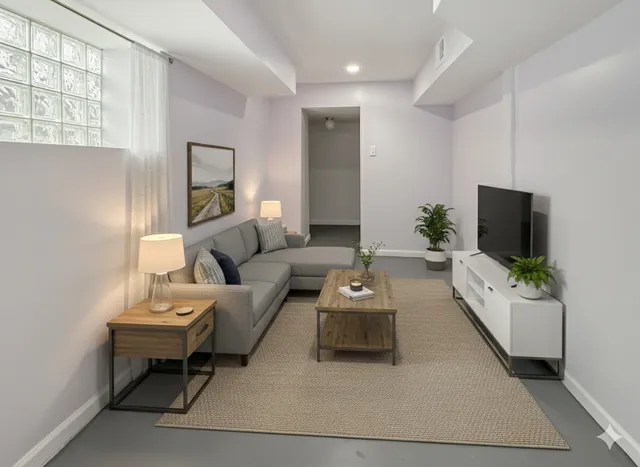 a living room with furniture and a flat screen tv