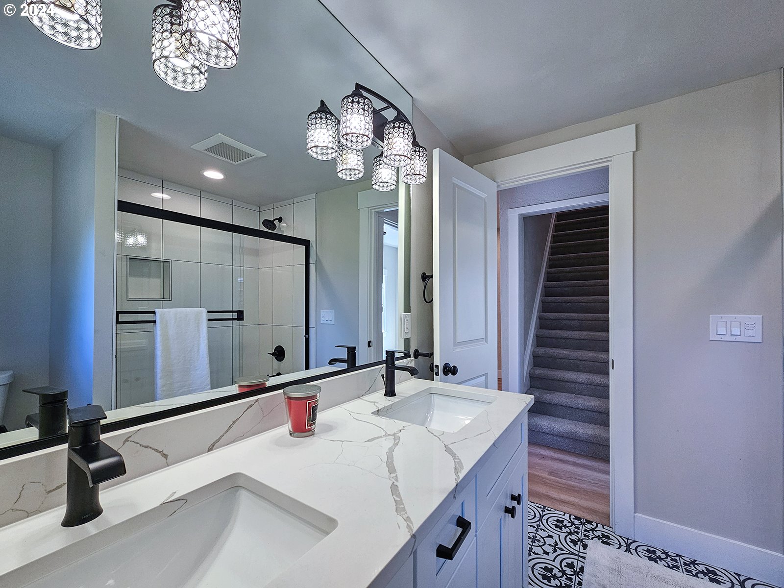 1532 Northeast Morgan Street Portland, OR 97211 - Photo 22 of 35 a bathroom with a sink and a mirror