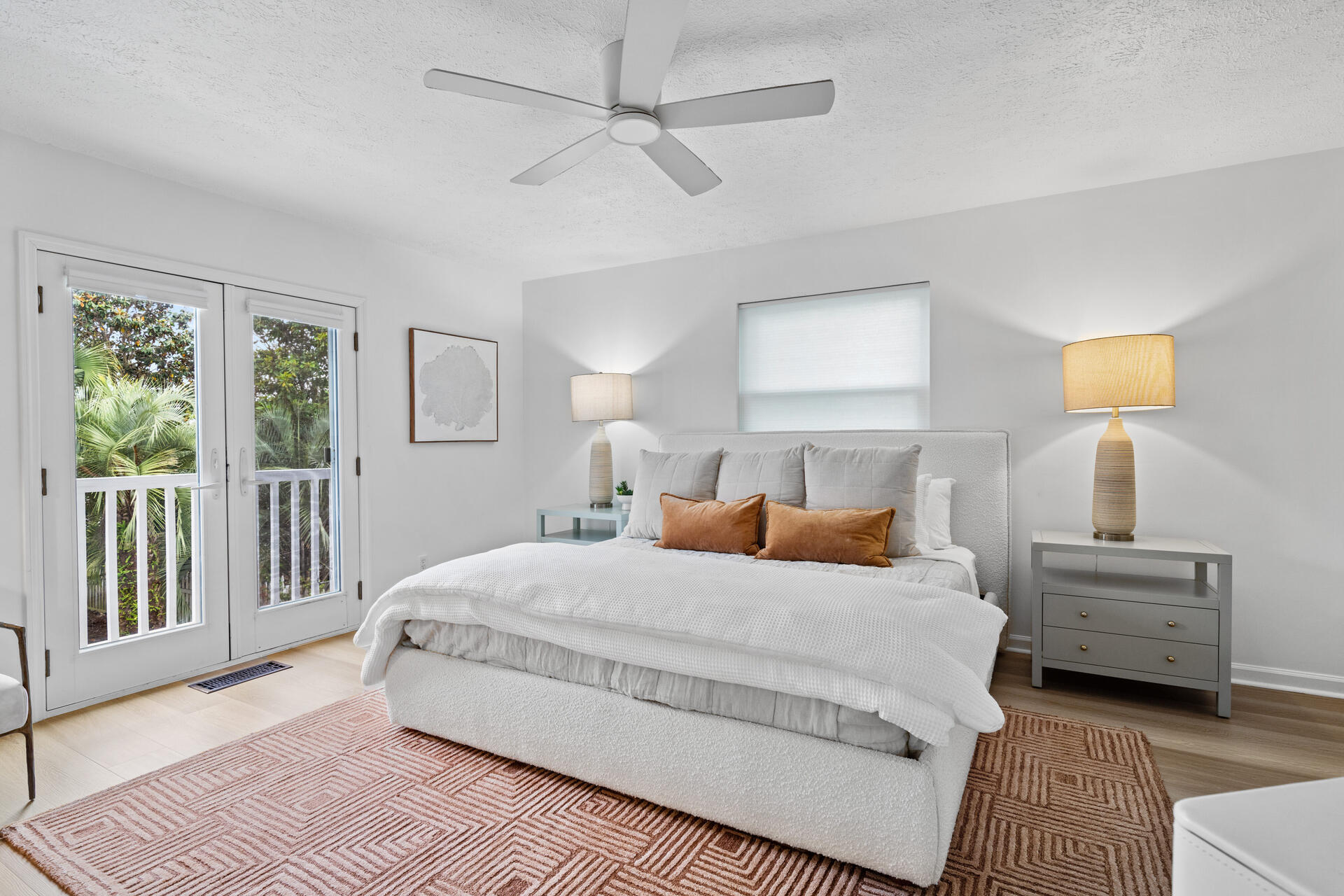 169 Pompano Street Inlet Beach, FL 32461 - Photo 36 of 91 a bedroom with a balcony a bed and a night stand