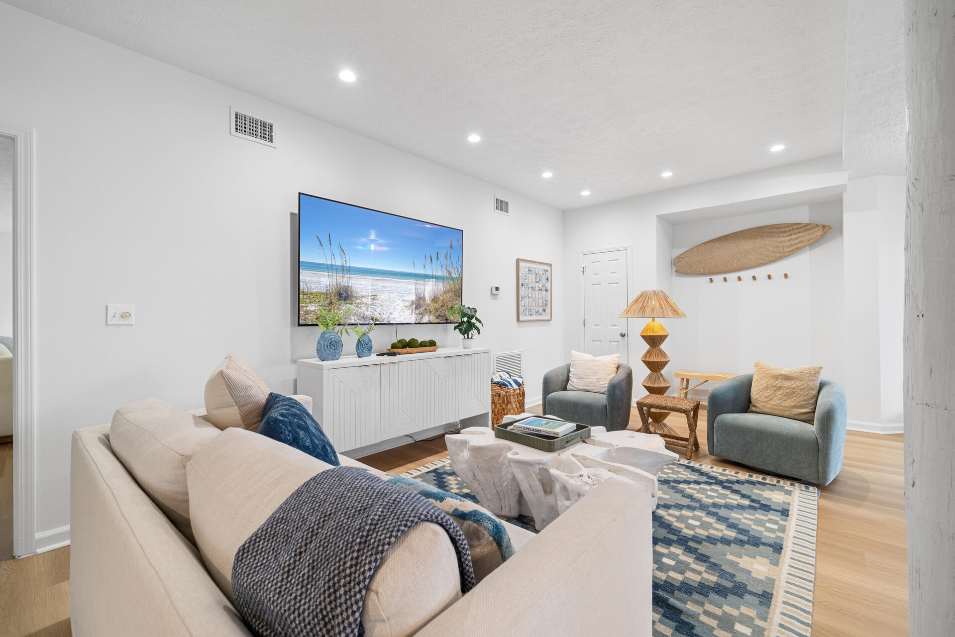 169 Pompano Street Inlet Beach, FL 32461 - Photo 53 of 91 a living room with furniture and a wooden floor